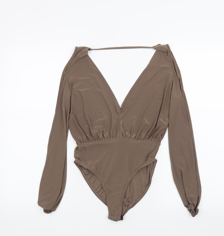 Missguided Womens Brown Bodysuit One-Piece Size 8