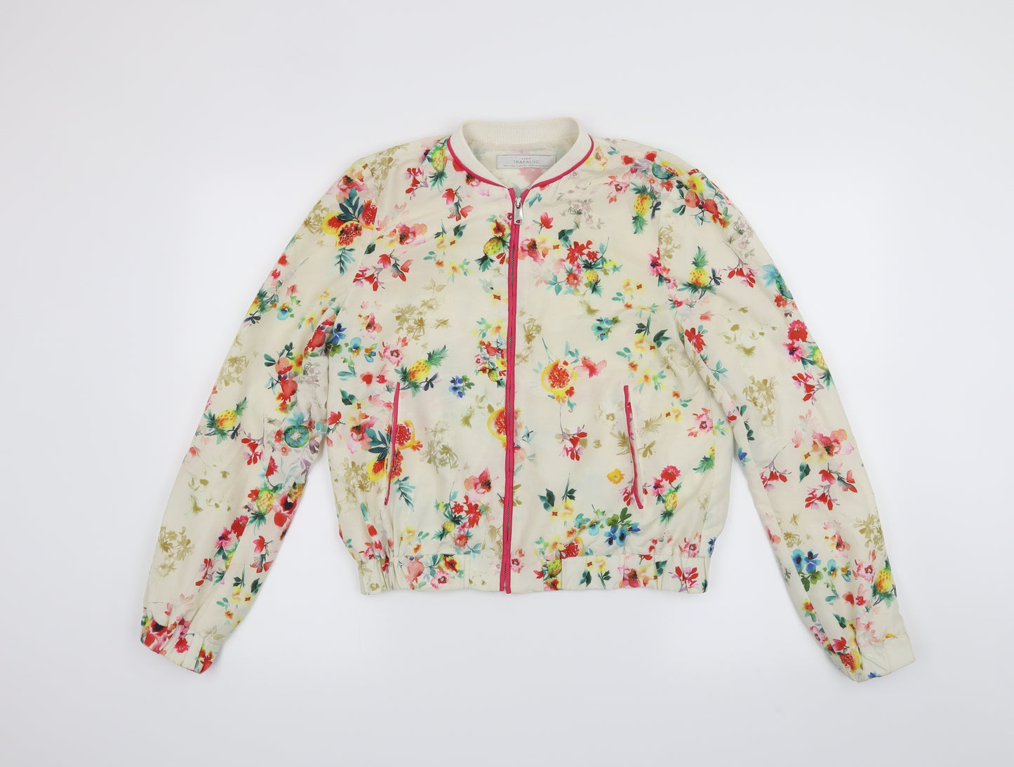 Zara Womens White Floral  Jacket Coat Size S