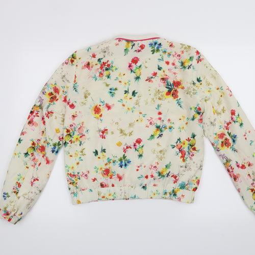 Zara Womens White Floral  Jacket Coat Size S