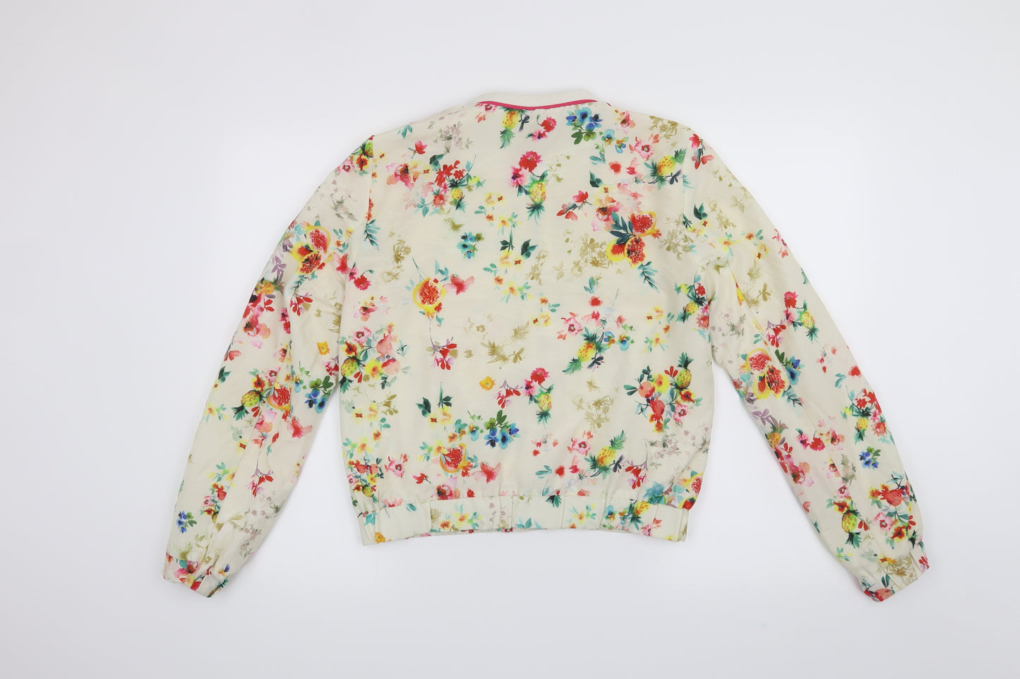 Zara Womens White Floral  Jacket Coat Size S