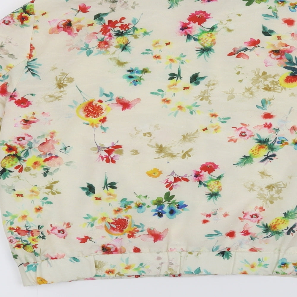Zara Womens White Floral  Jacket Coat Size S