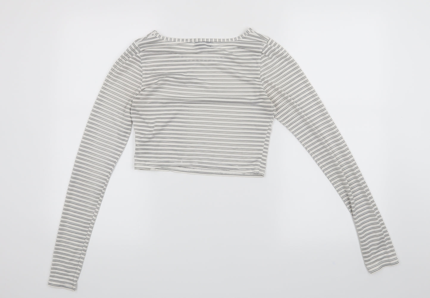 Topshop Womens White Striped  Basic T-Shirt Size 8