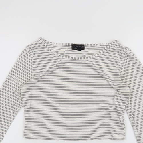 Topshop Womens White Striped  Basic T-Shirt Size 8