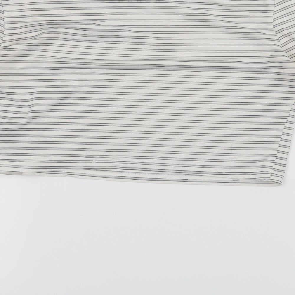 Topshop Womens White Striped  Basic T-Shirt Size 8