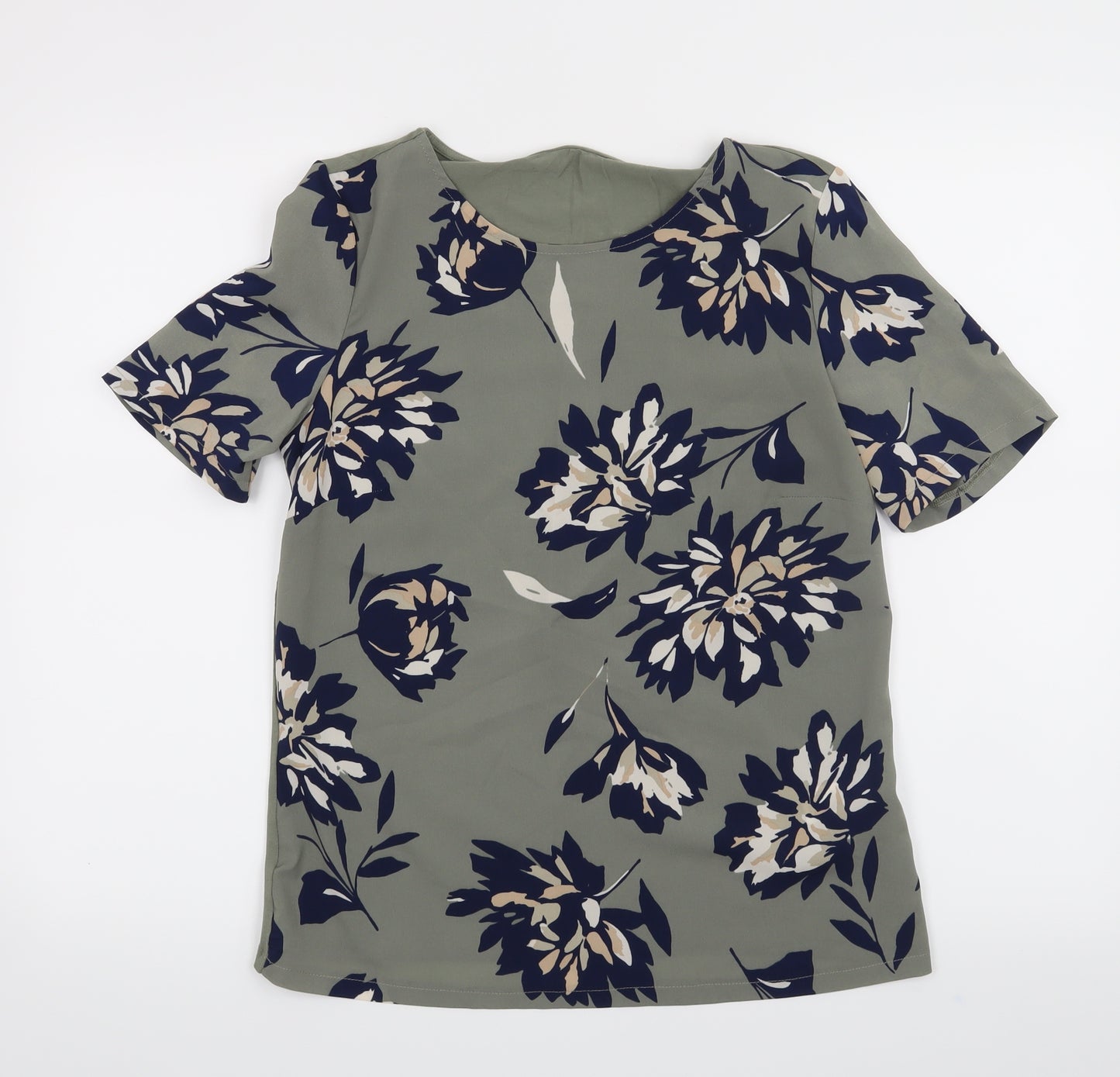 M&S Womens Green Floral  Basic T-Shirt Size 8