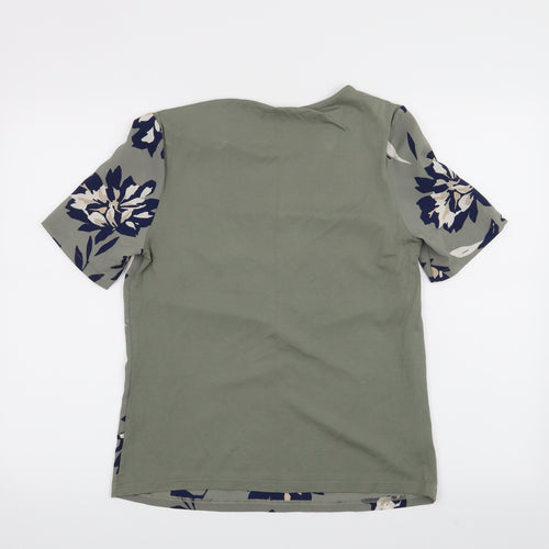 M&S Womens Green Floral  Basic T-Shirt Size 8