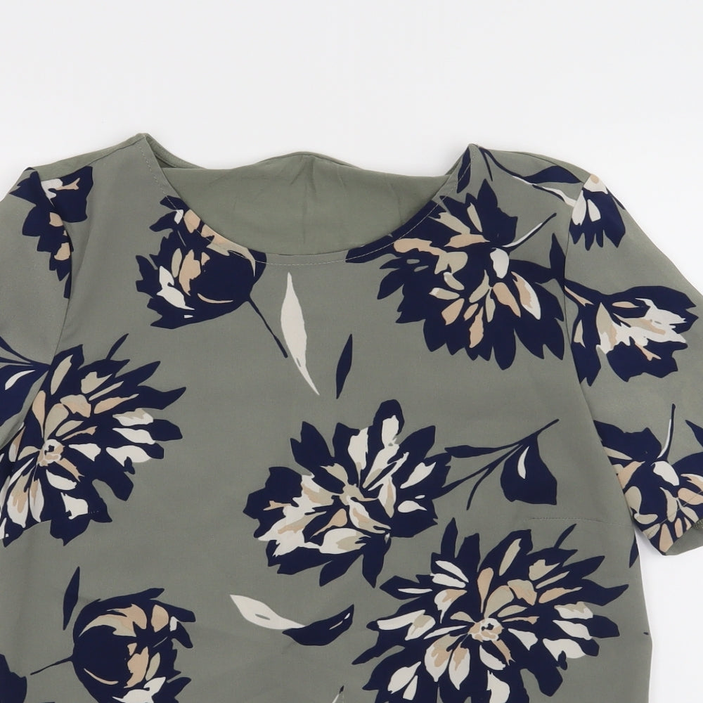 M&S Womens Green Floral  Basic T-Shirt Size 8
