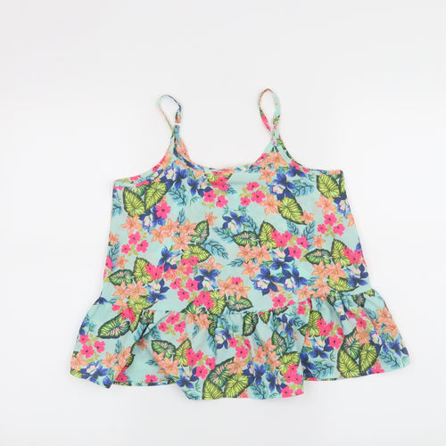 Candy Couture Girls Blue Floral  Basic Tank Size 10 Years