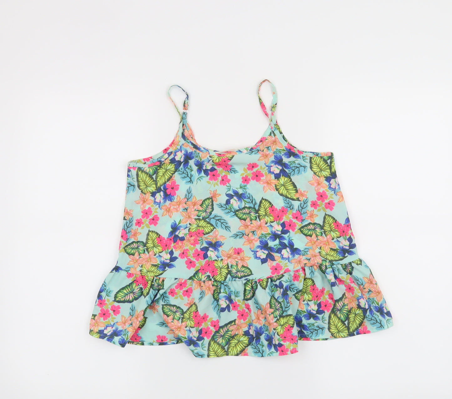 Candy Couture Girls Blue Floral  Basic Tank Size 10 Years