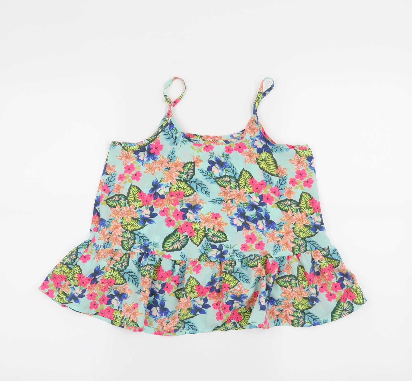 Candy Couture Girls Blue Floral  Basic Tank Size 10 Years