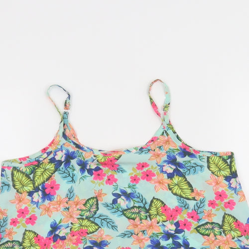 Candy Couture Girls Blue Floral  Basic Tank Size 10 Years