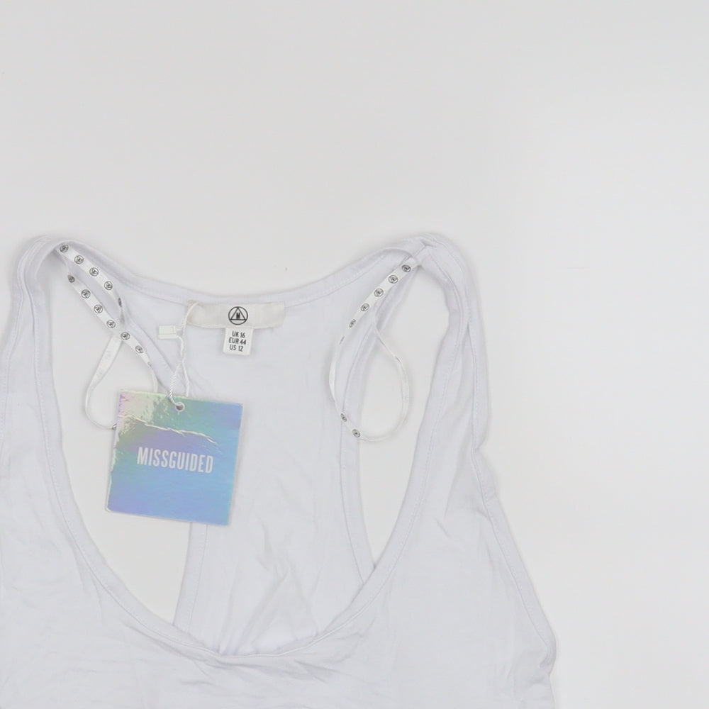Missguided Womens White   Cropped Tank Size 16