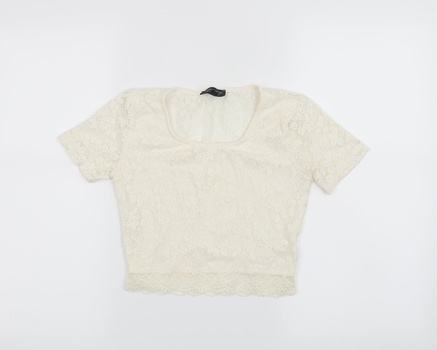 Topshop Womens White   Cropped T-Shirt Size 8