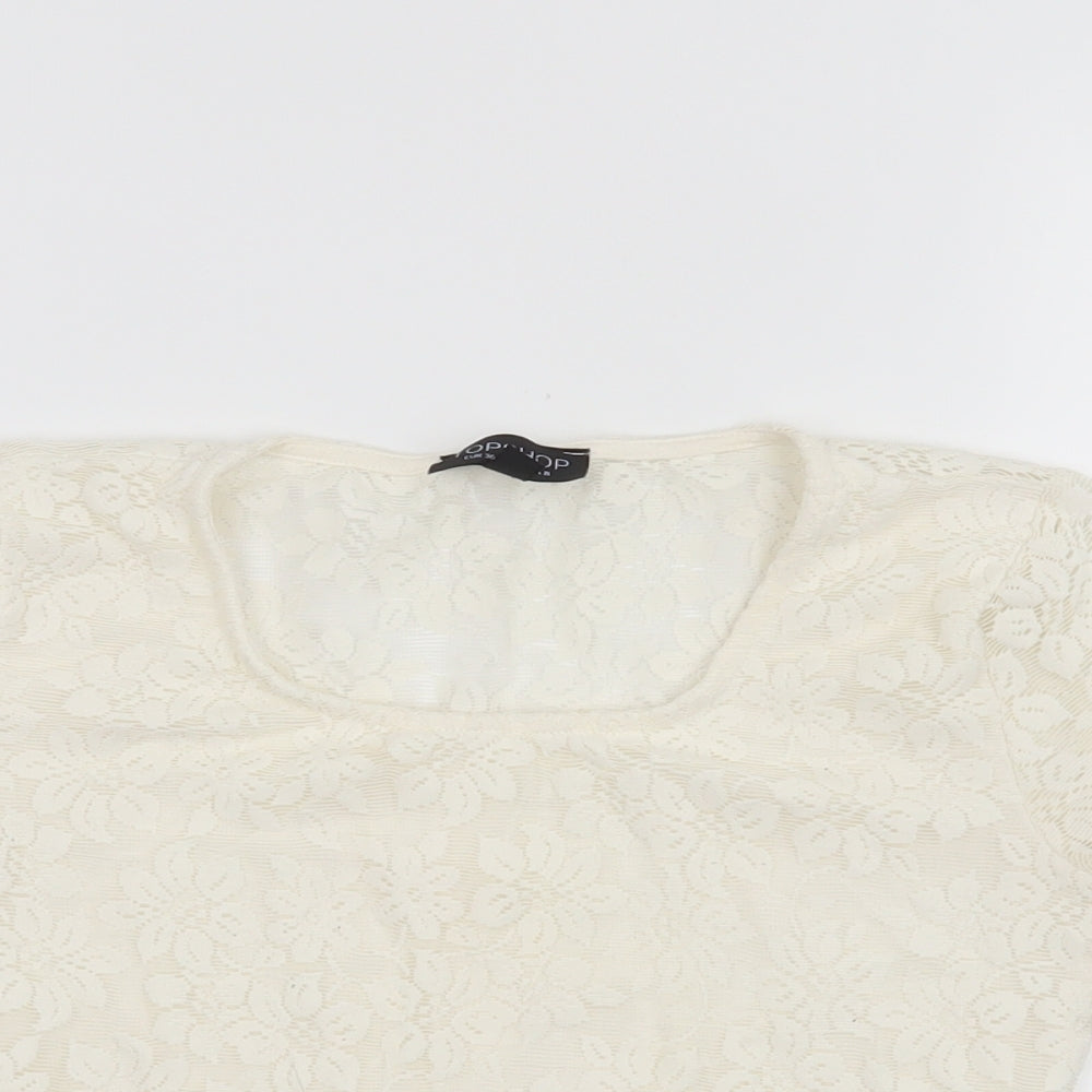 Topshop Womens White   Cropped T-Shirt Size 8