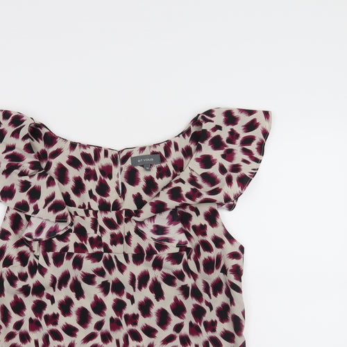 Et Vous Womens Purple Animal Print  Basic Blouse Size 10