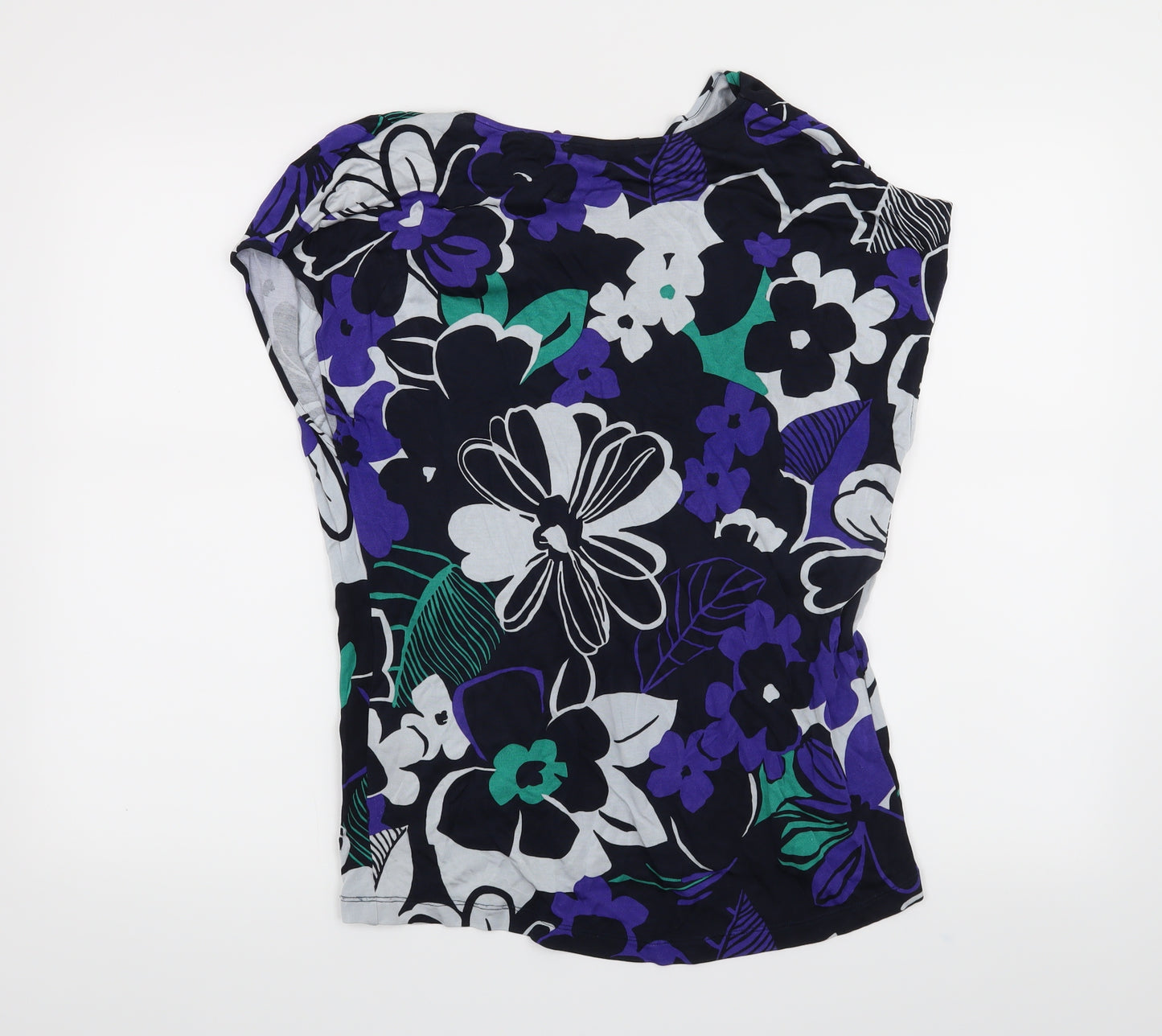 Laurel Womens Black Floral  Basic T-Shirt Size 16