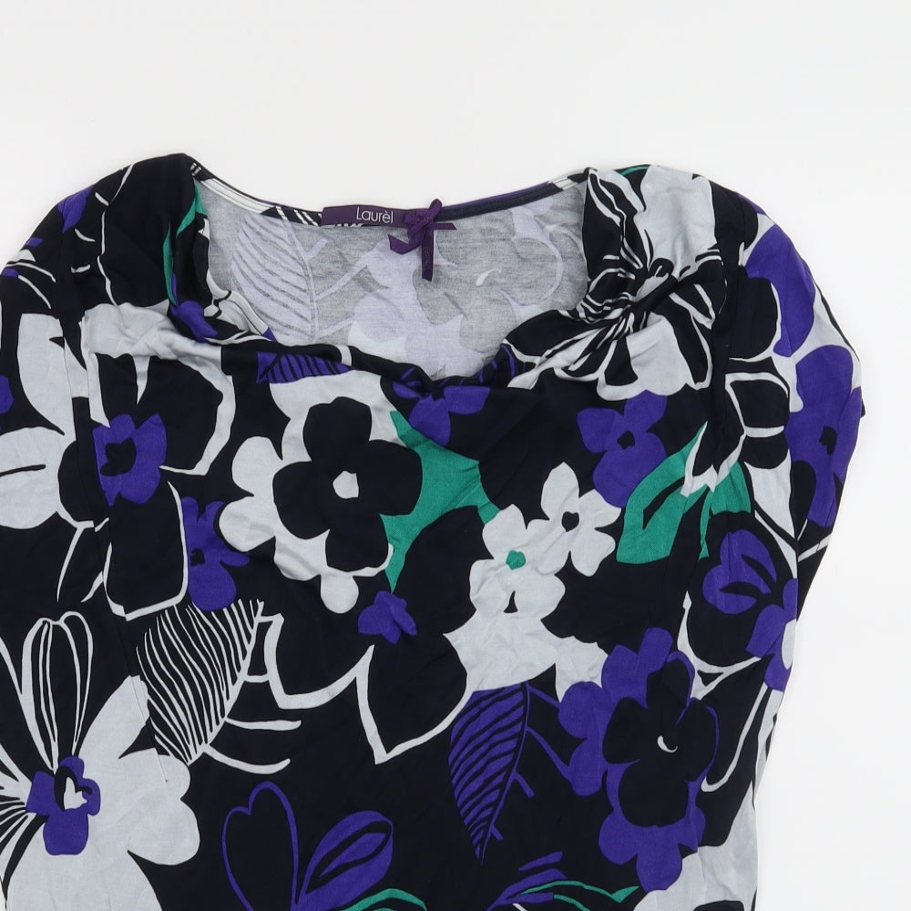Laurel Womens Black Floral  Basic T-Shirt Size 16