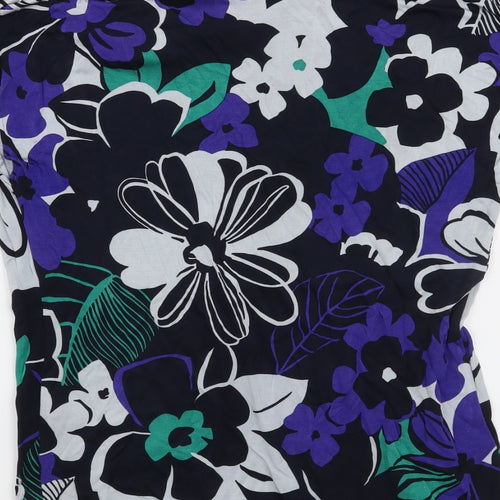 Laurel Womens Black Floral  Basic T-Shirt Size 16
