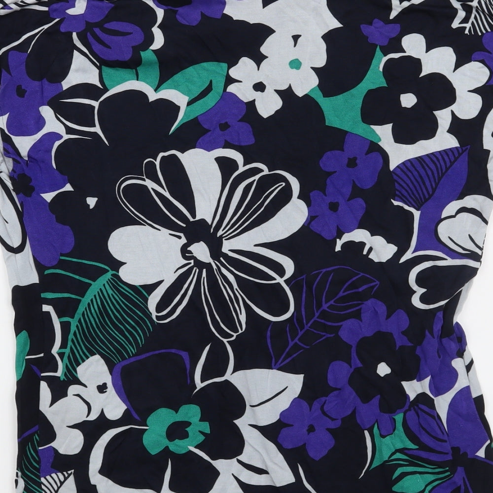 Laurel Womens Black Floral  Basic T-Shirt Size 16