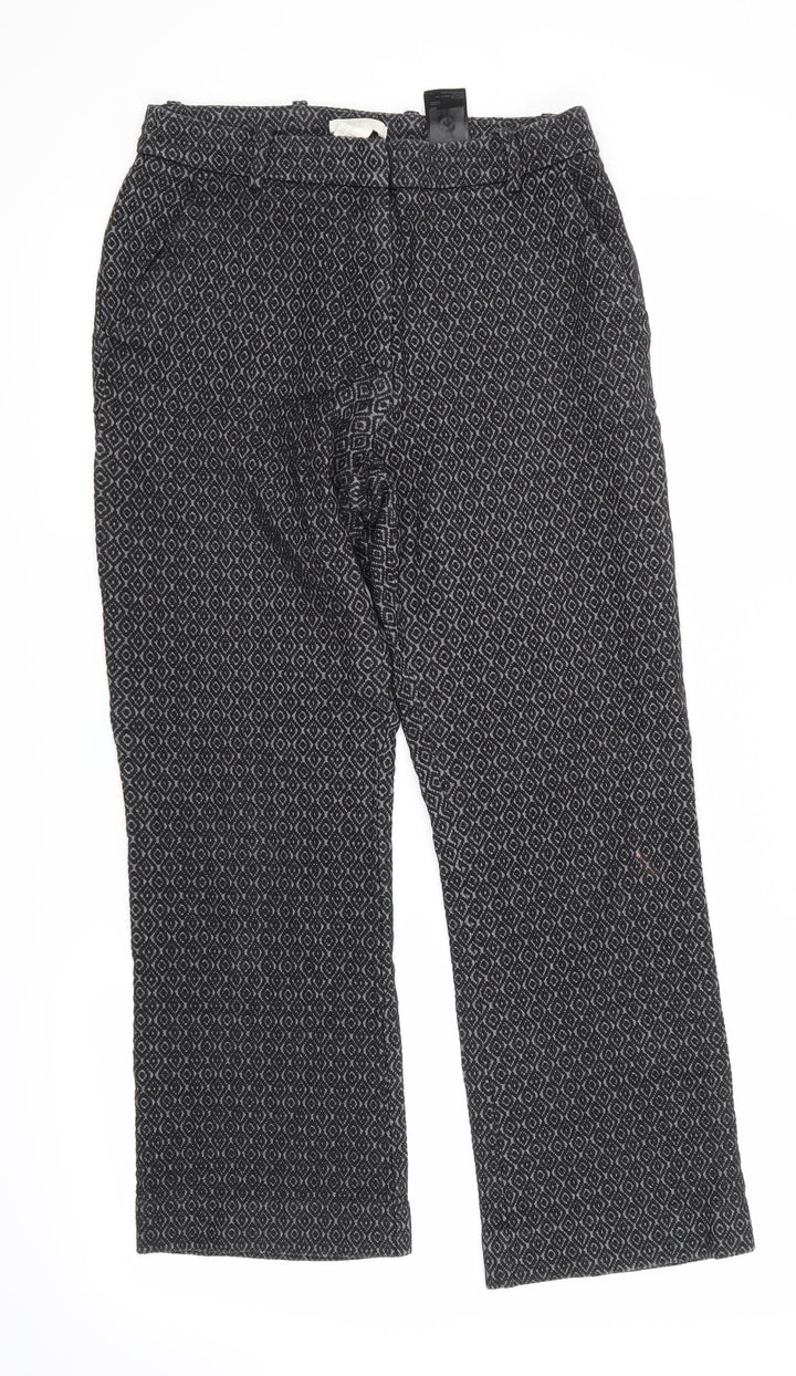 H&M Womens Black Argyle/Diamond  Trousers  Size 8 L25 in