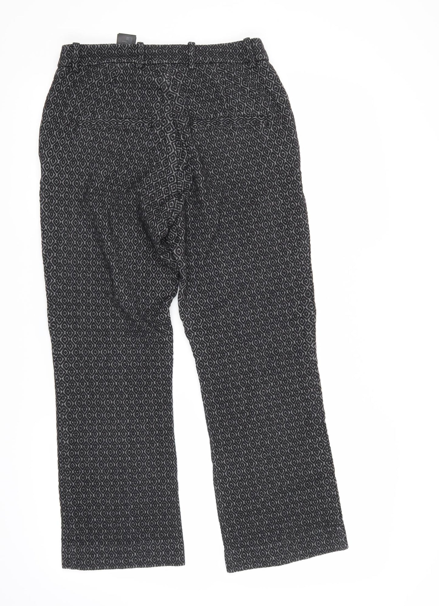 H&M Womens Black Argyle/Diamond  Trousers  Size 8 L25 in