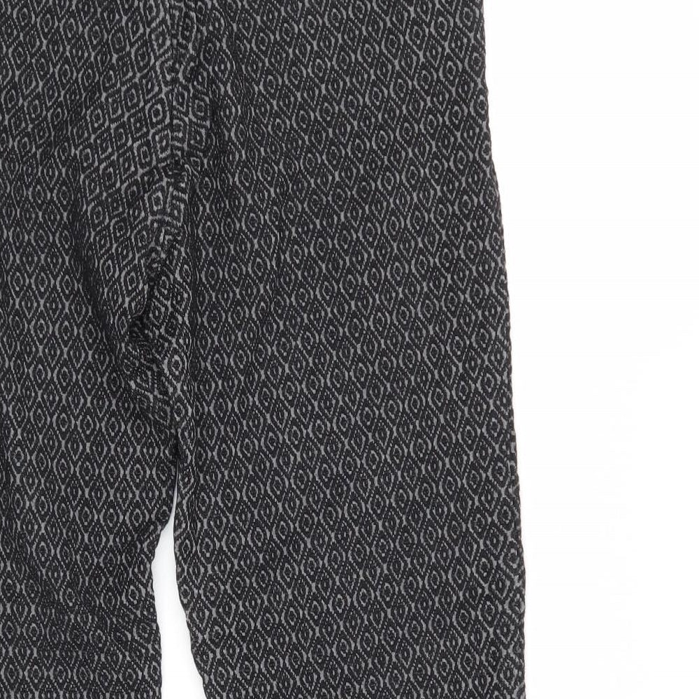 H&M Womens Black Argyle/Diamond  Trousers  Size 8 L25 in