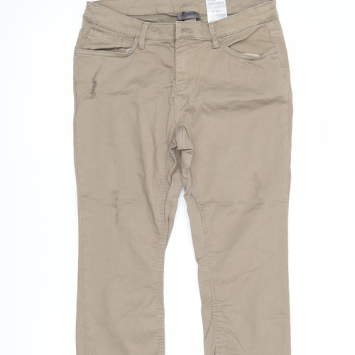 Yessica Womens Beige   Straight Jeans Size 12 L24 in
