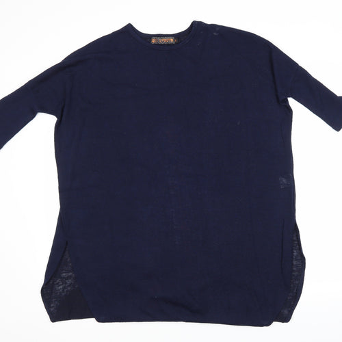QED London Womens Blue Check  Pullover Jumper Size S