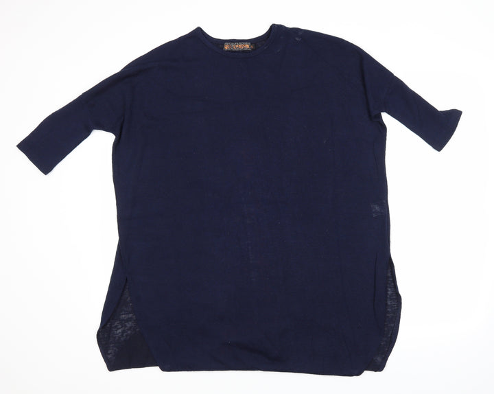 QED London Womens Blue Check  Pullover Jumper Size S