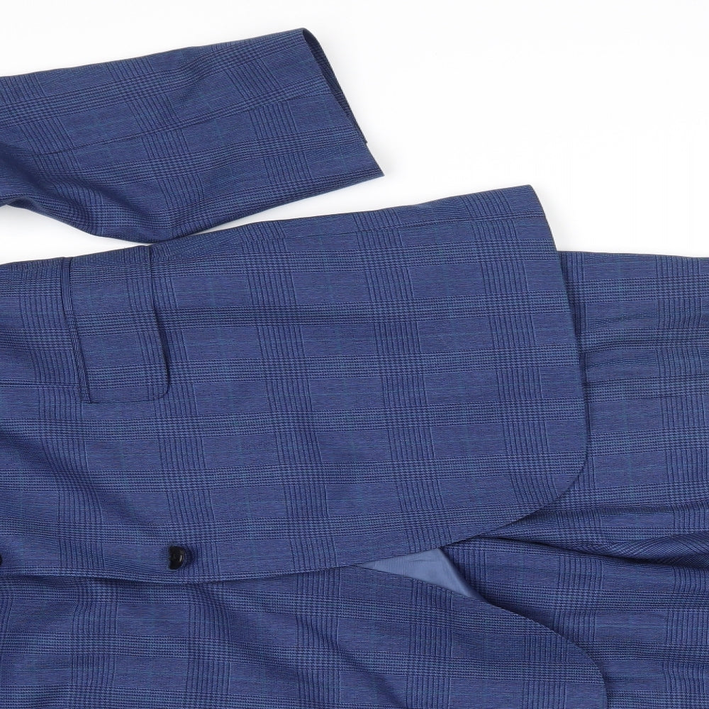 John Lewis Mens Blue Check  2 Piece Suit Size 48 L31 in