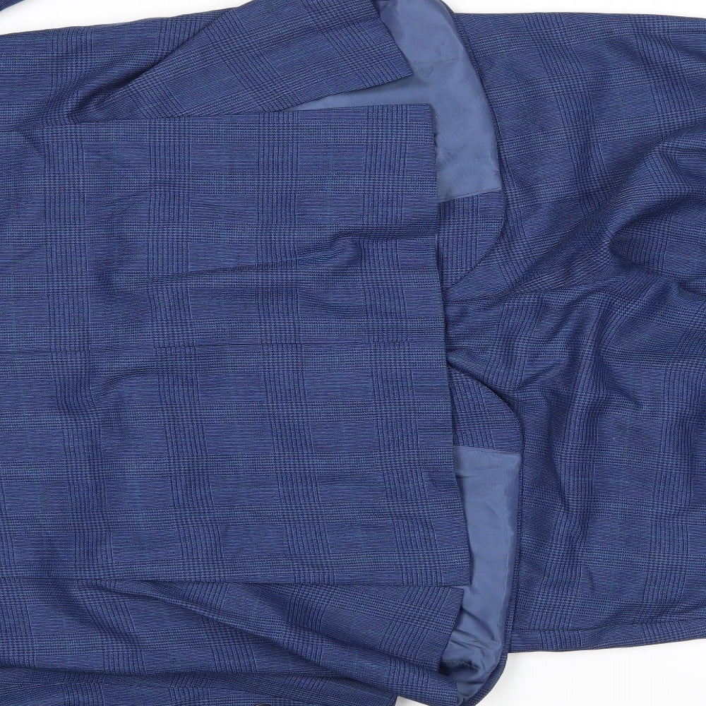 John Lewis Mens Blue Check  2 Piece Suit Size 48 L31 in