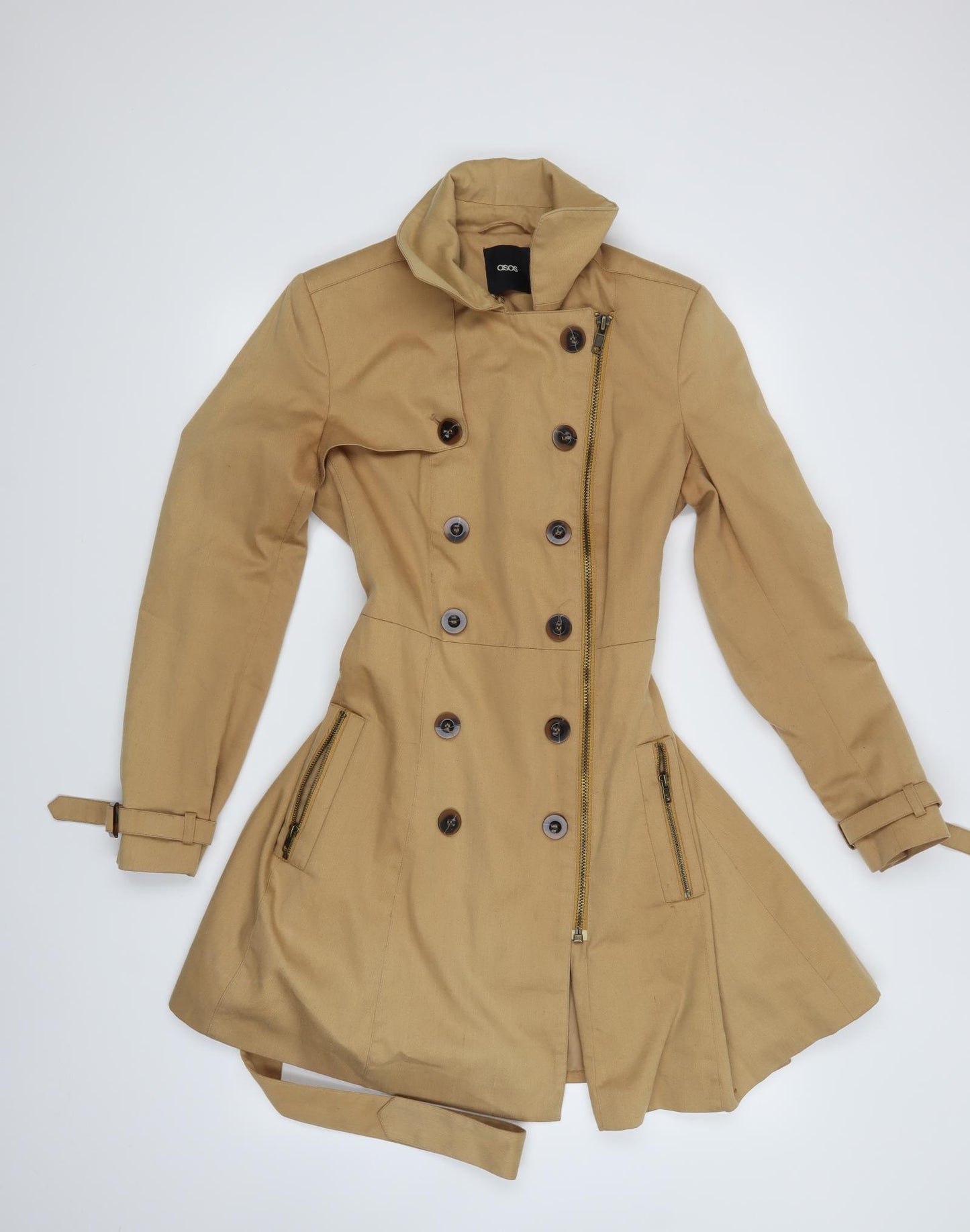 ASOS Womens Gold   Trench Coat Coat Size 10