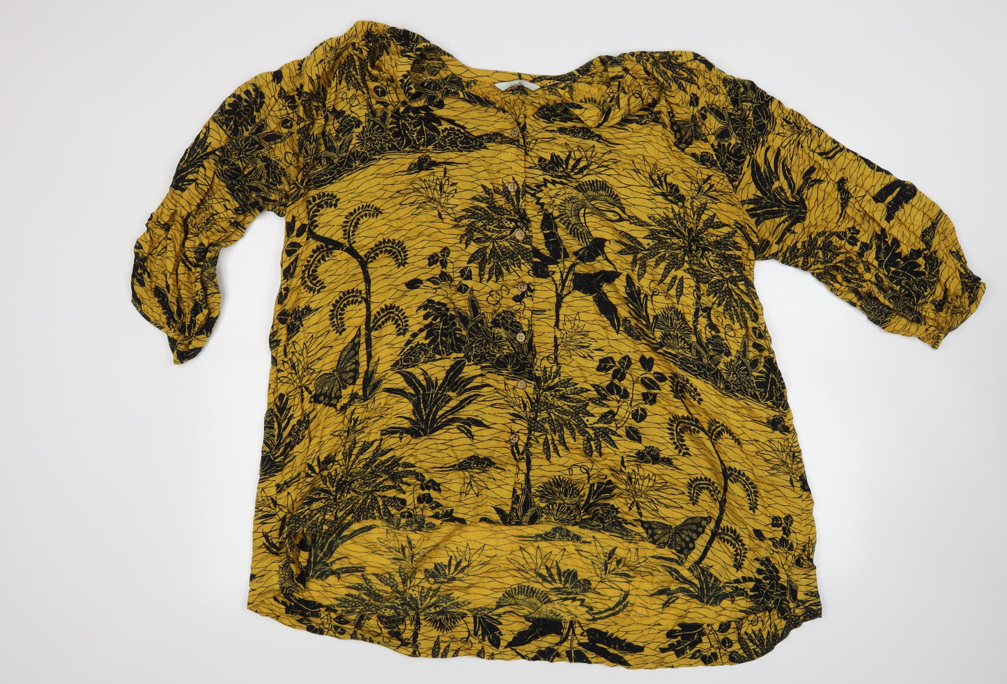 NEXT Womens Yellow Animal Print  Basic Blouse Size 14
