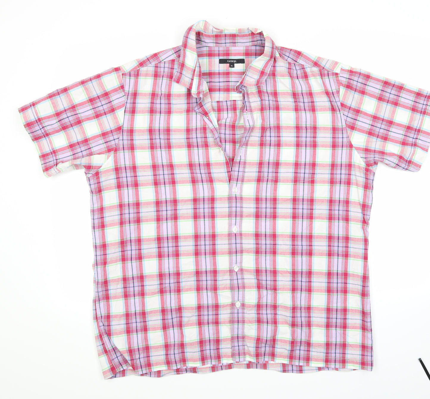 George Mens Pink Check   Button-Up Size XL