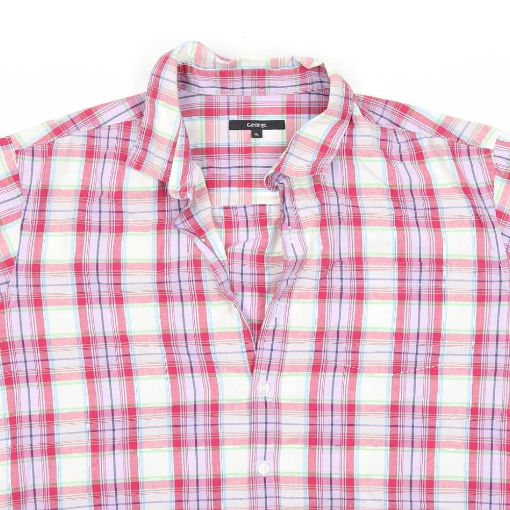 George Mens Pink Check   Button-Up Size XL