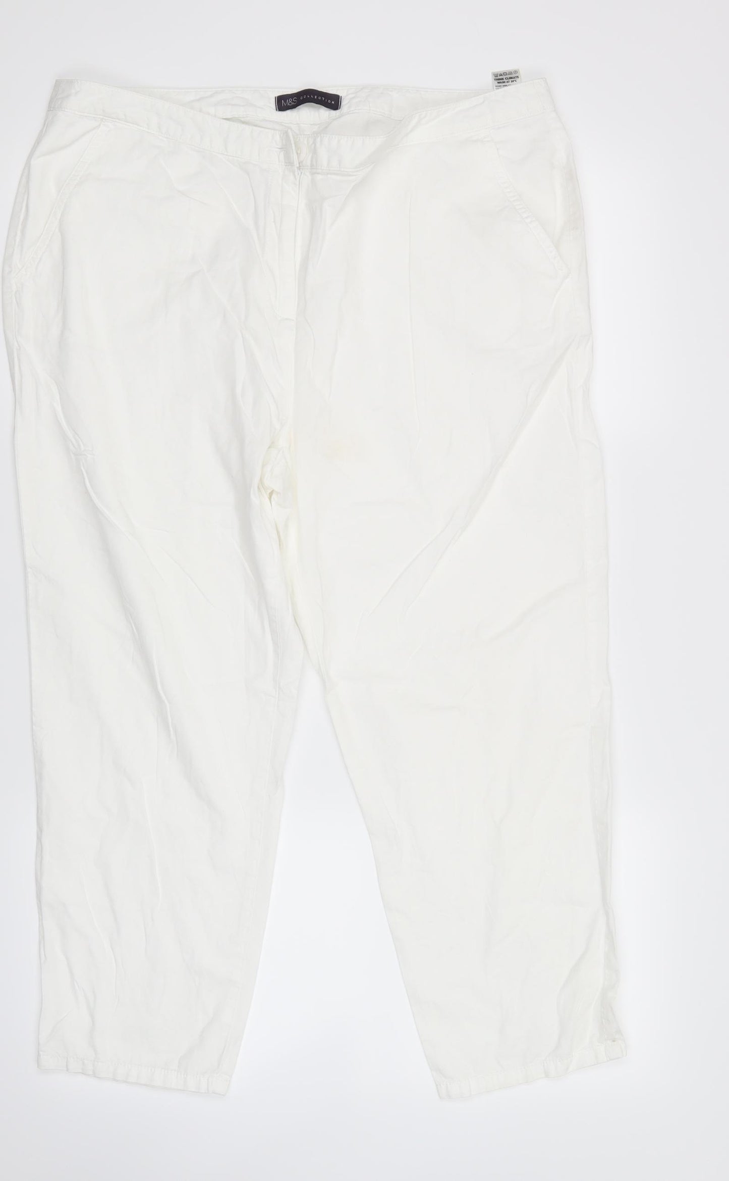 M&S Collection Womens White   Trousers  Size 16 L23.5 in