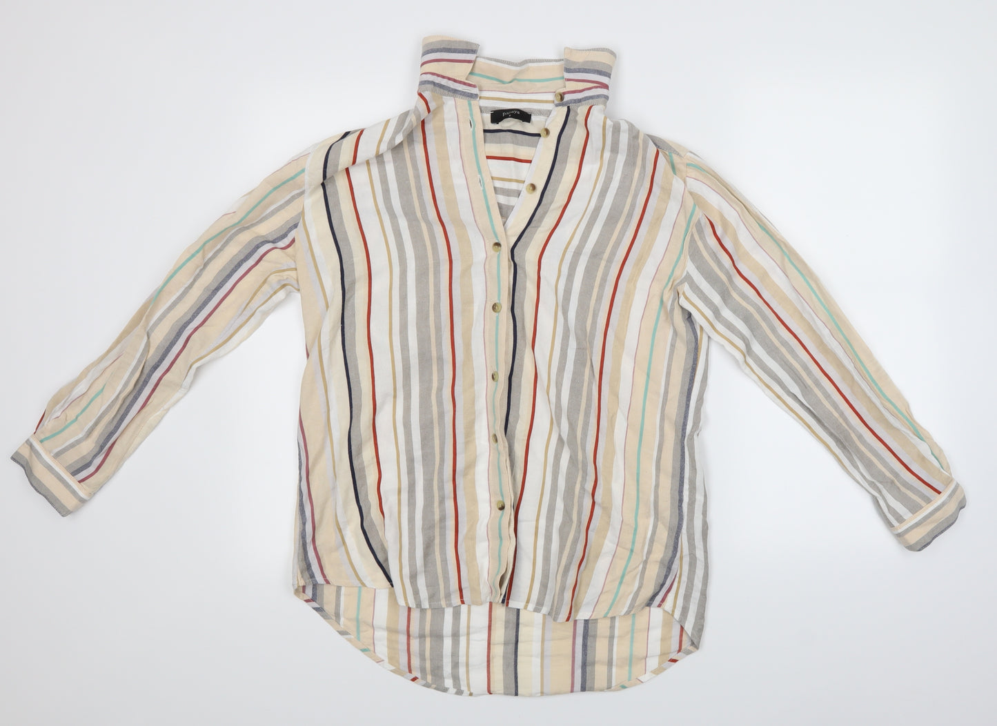 Papaya Womens Multicoloured Striped  Basic Button-Up Size 8
