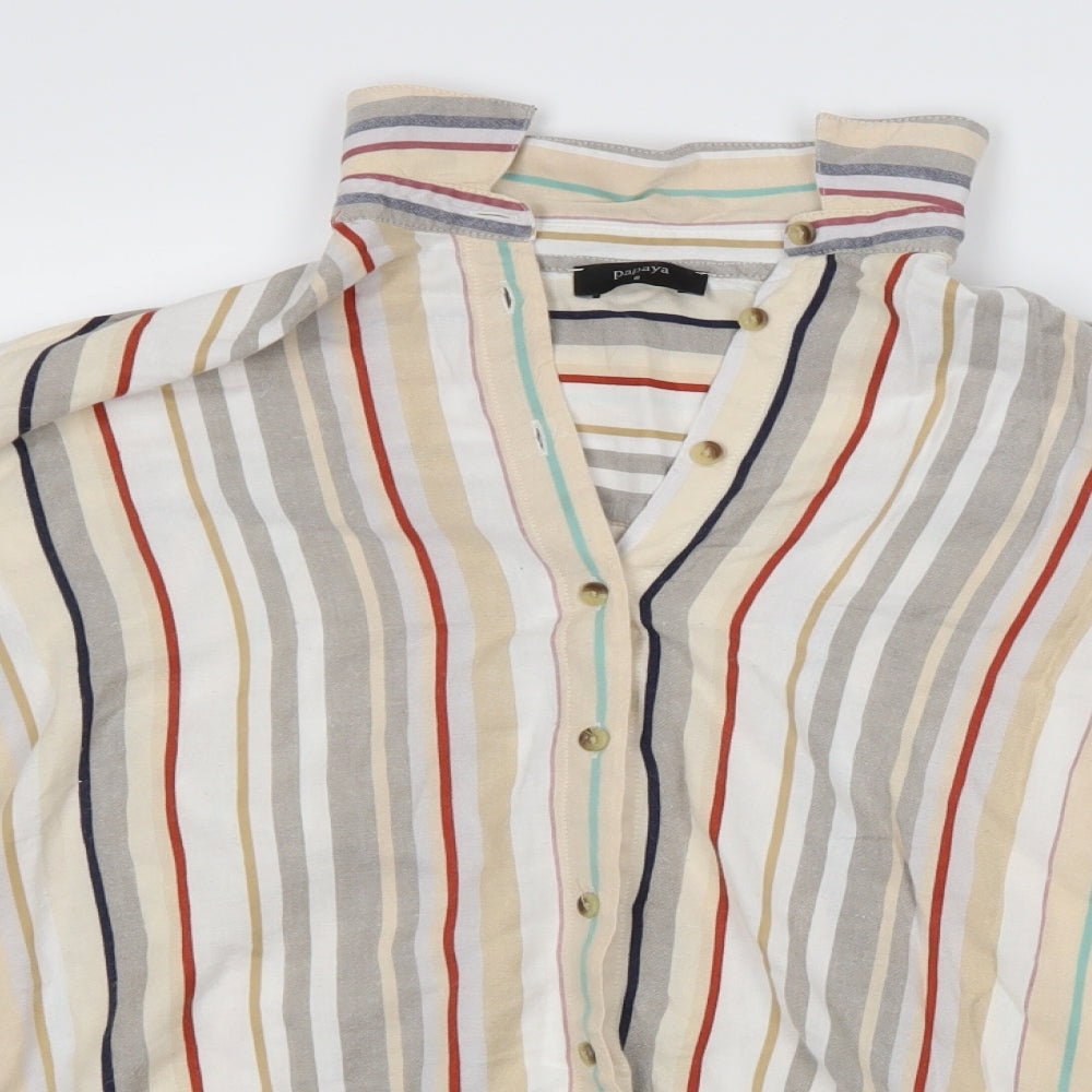 Papaya Womens Multicoloured Striped  Basic Button-Up Size 8