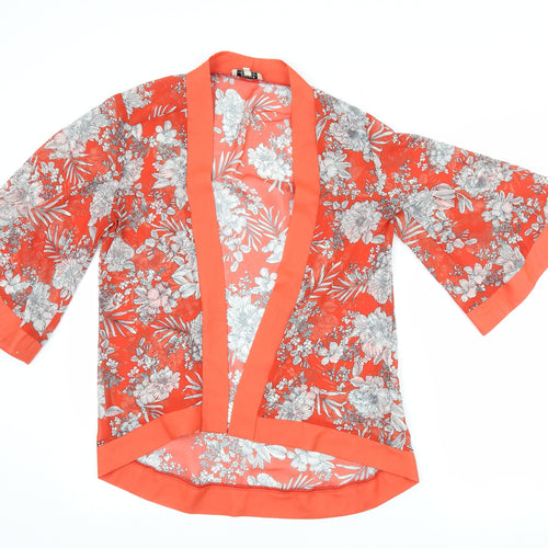 Papaya Womens Red Floral  Cardigan Jumper Size 8