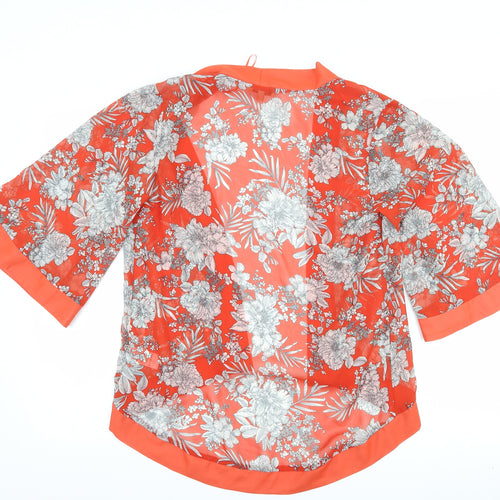 Papaya Womens Red Floral  Cardigan Jumper Size 8