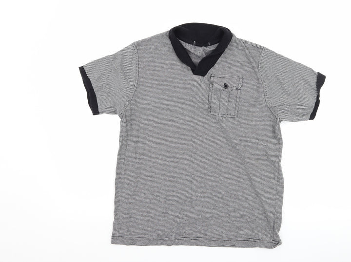 George Boys Black Striped  Basic T-Shirt Size 11-12 Years