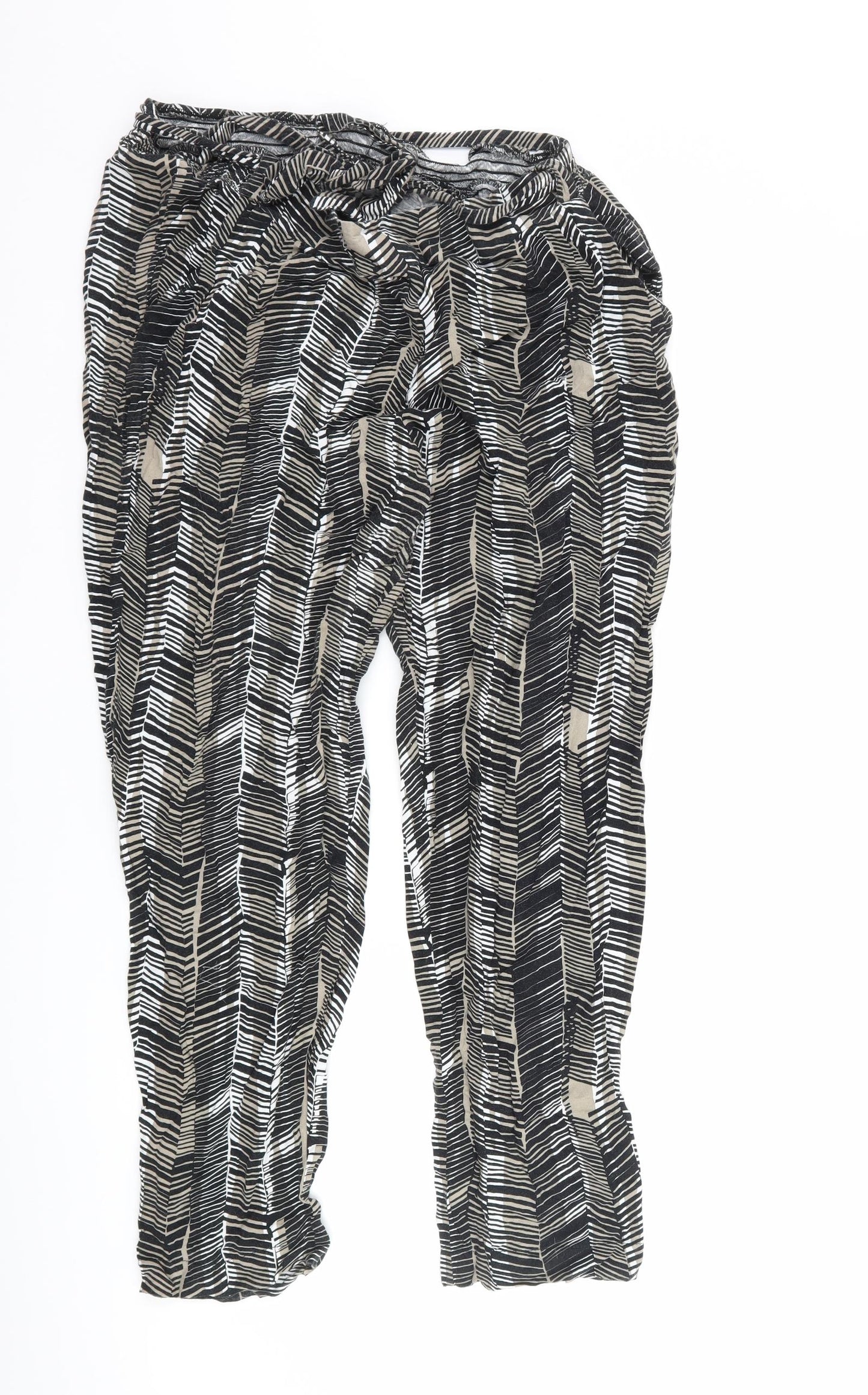 Preworn Womens Black Striped  Trousers  Size 14 L26 in