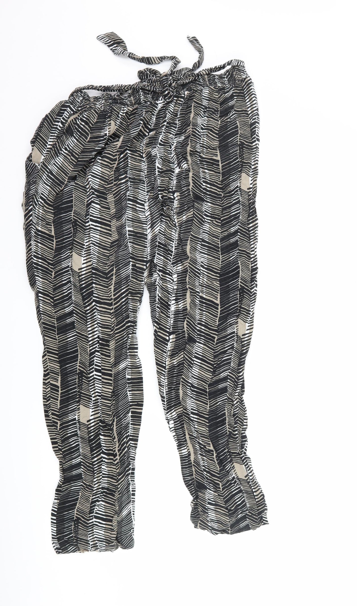 Preworn Womens Black Striped  Trousers  Size 14 L26 in