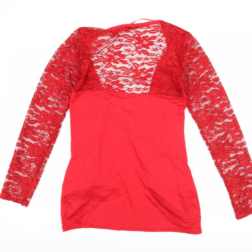 Whats Up Womens Red Floral  Cardigan Jumper Size M