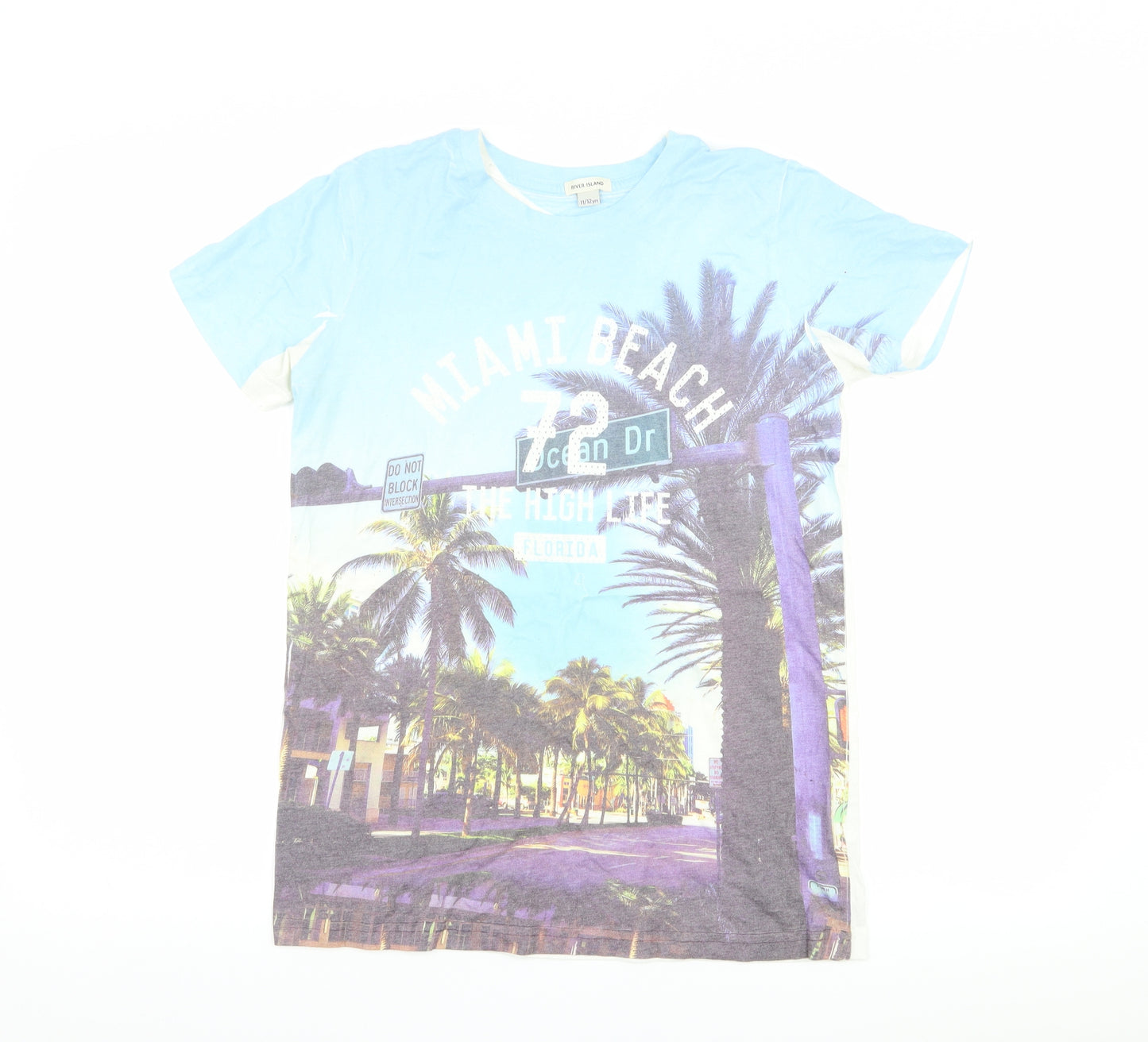 River Island Boys Blue   Basic T-Shirt Size 11-12 Years  - Miami Beach