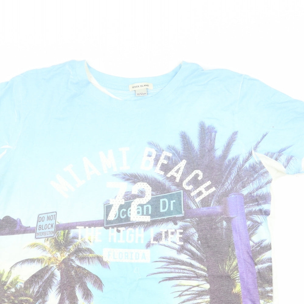 River Island Boys Blue   Basic T-Shirt Size 11-12 Years  - Miami Beach