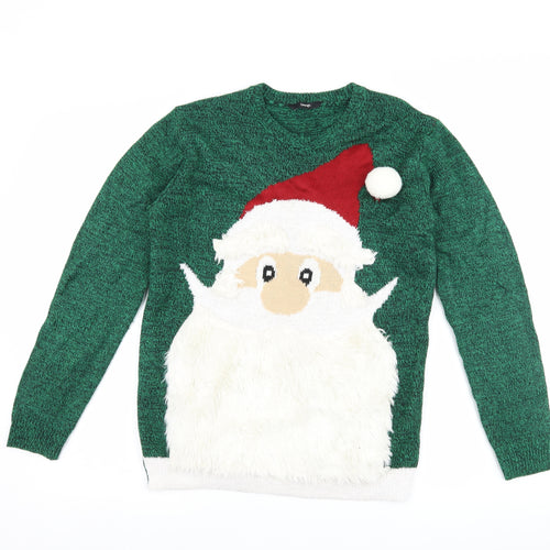 George Boys Green   Pullover Jumper Size 13-14 Years  - Christmas Santa