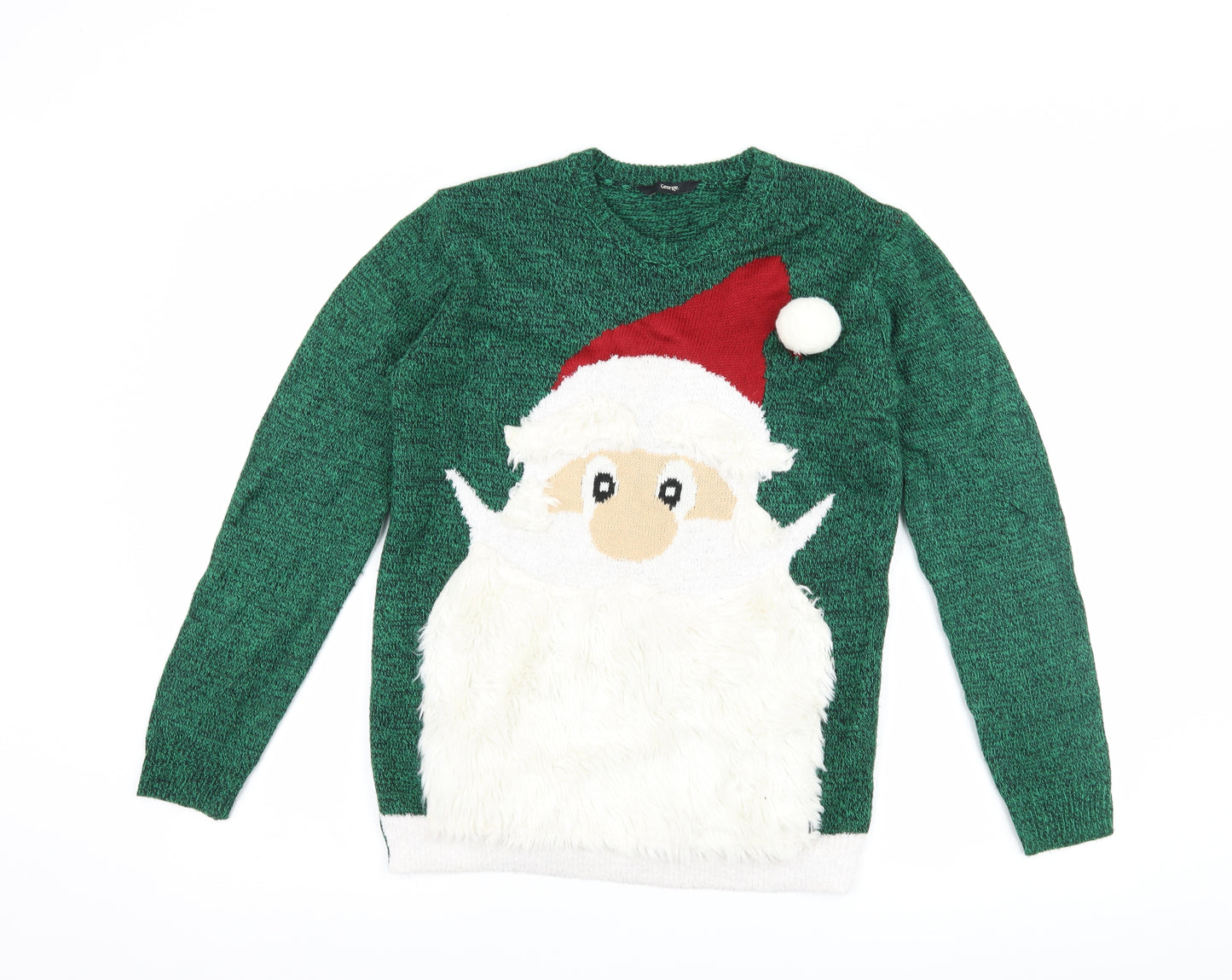George Boys Green   Pullover Jumper Size 13-14 Years  - Christmas Santa