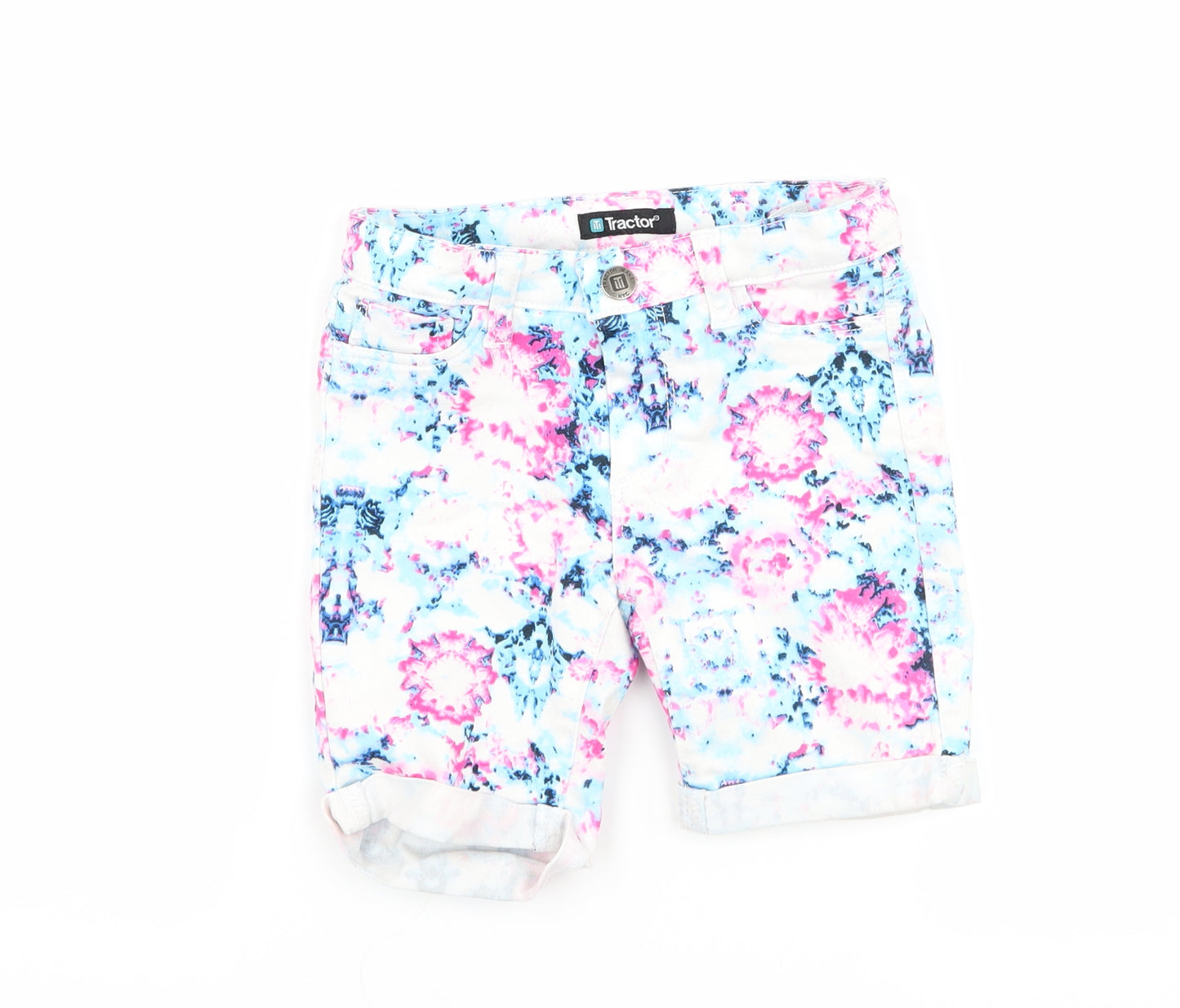Tractor Girls White Floral Denim Bermuda Shorts Size 6 Years