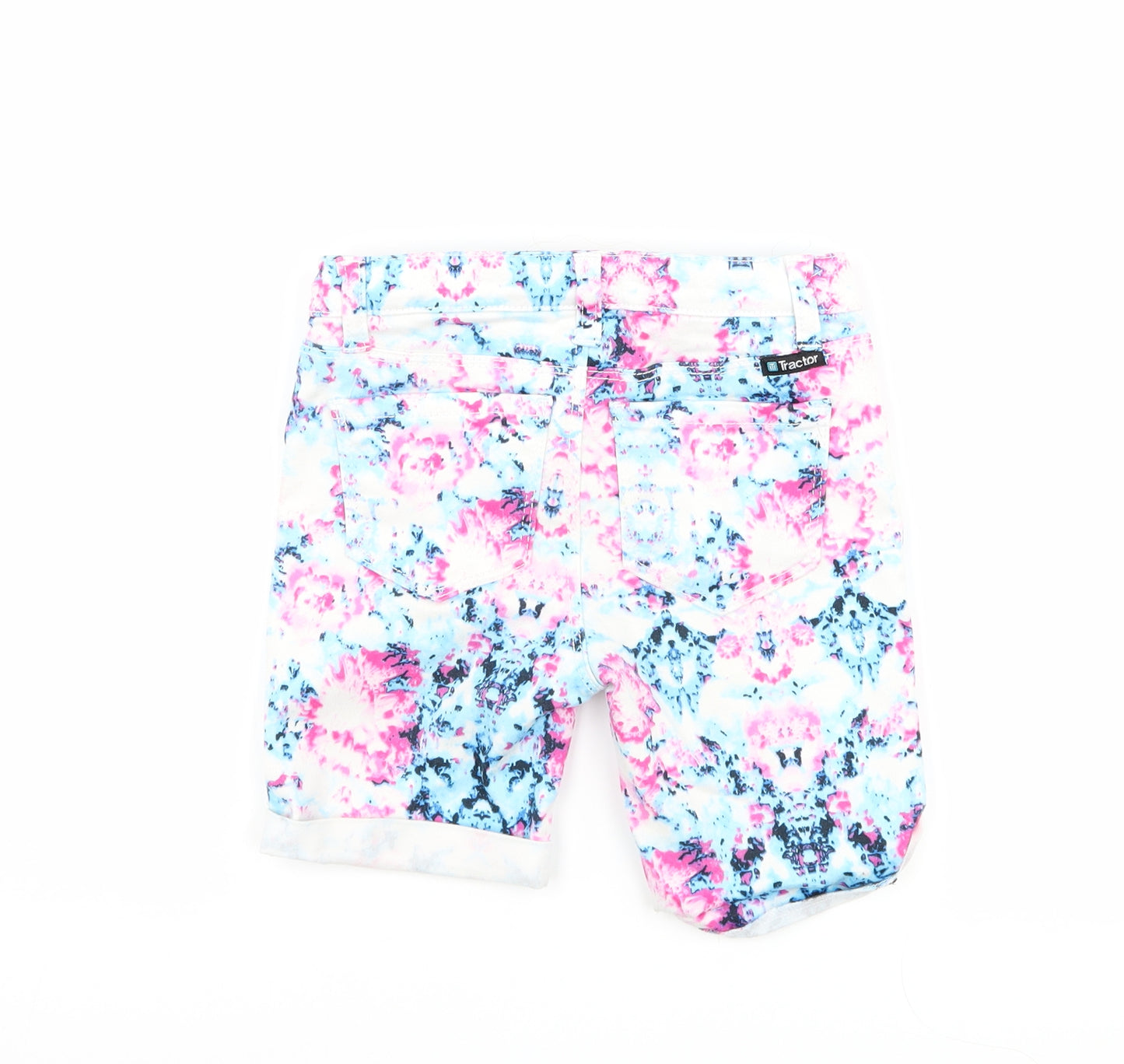 Tractor Girls White Floral Denim Bermuda Shorts Size 6 Years